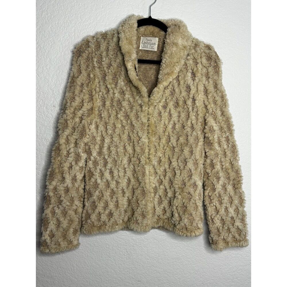 Pristine Paula Lishman M Rose Beige Sheared Beaver Cotton Knit Jacket